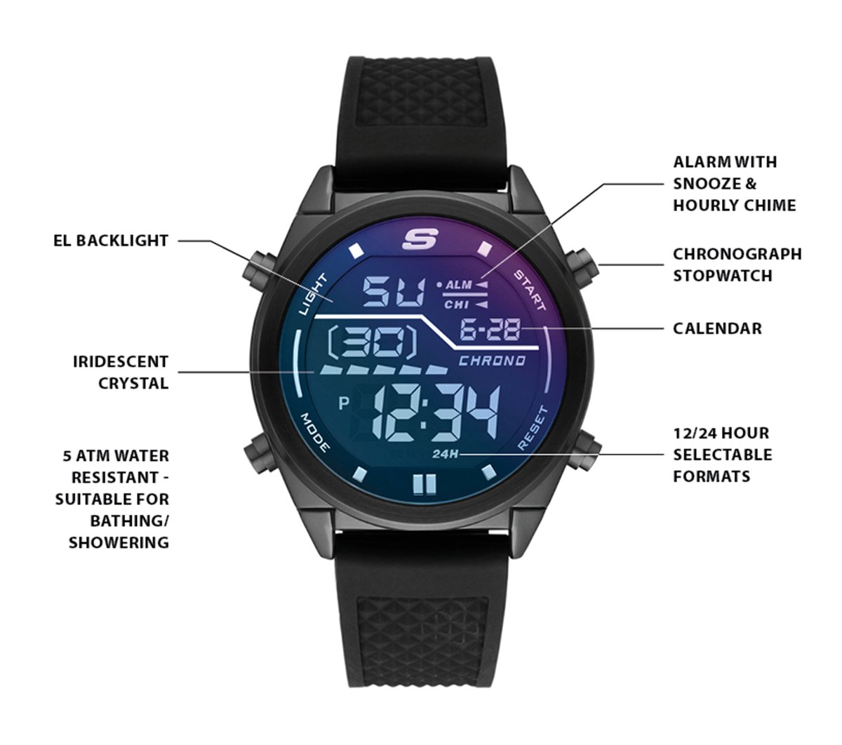 Accessories Blue Face Digital Watch / Skechers Men|Clothing
