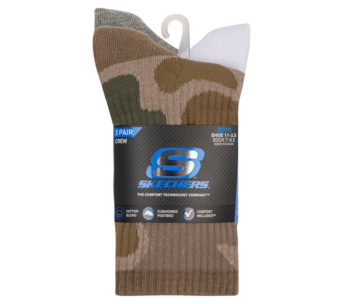 3 Pack Boys' Crew Camo Socks / Skechers Clothing