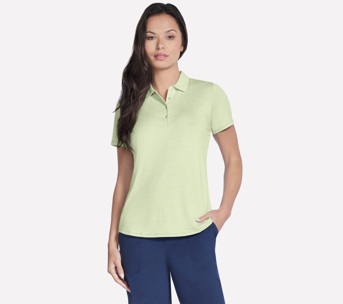 Short Sleeve On The Green Striped Polo / Skechers Women