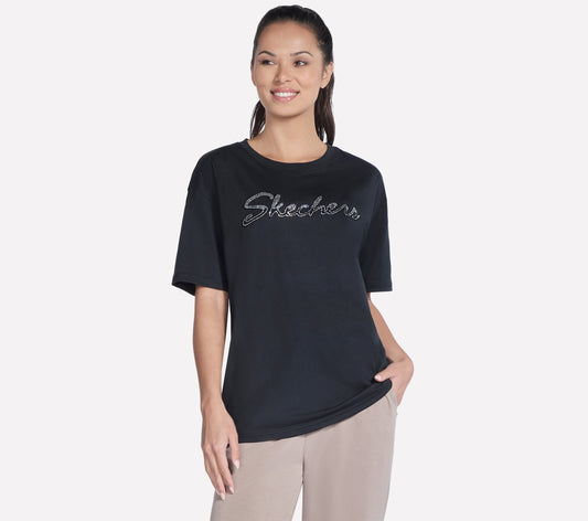 Script Diamond Studded Short Sleeve Tee / Skechers Women