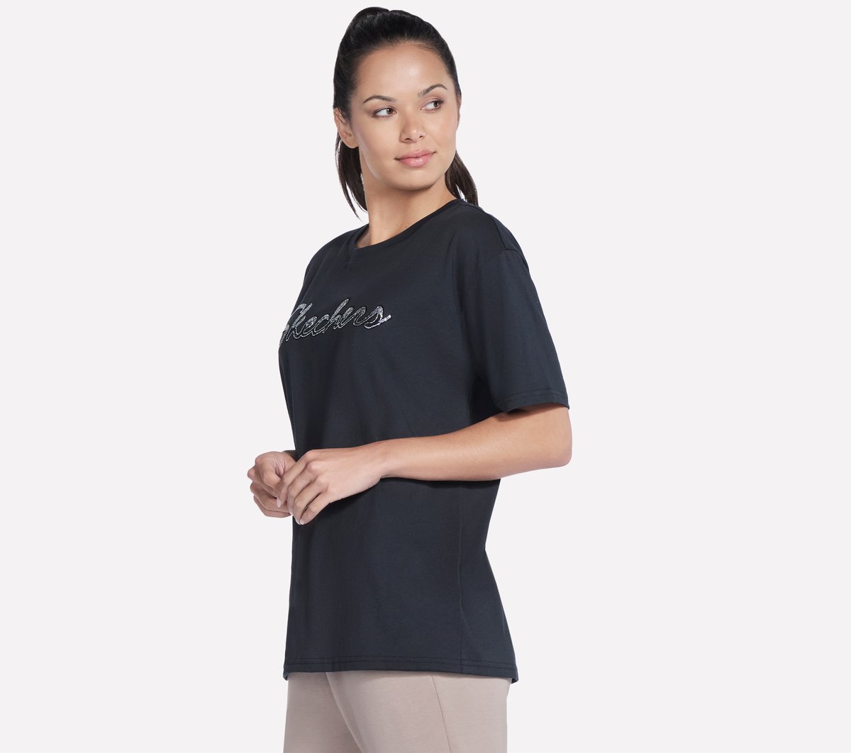 Script Diamond Studded Short Sleeve Tee / Skechers Women