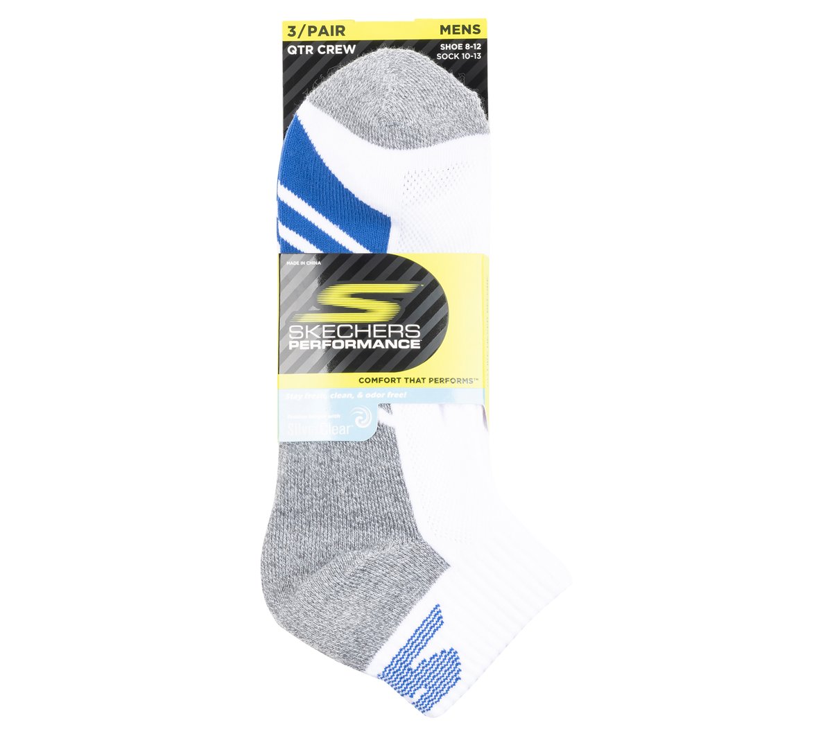 3 Pack Men's Half Terry Quarter Crew Socks / Skechers Men|Clothing