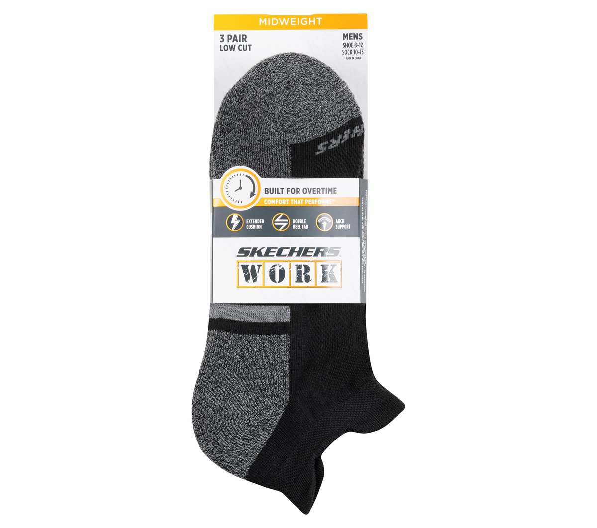 Lowcut Heel Tab Work Socks - 3 Pack / Skechers Men|Clothing