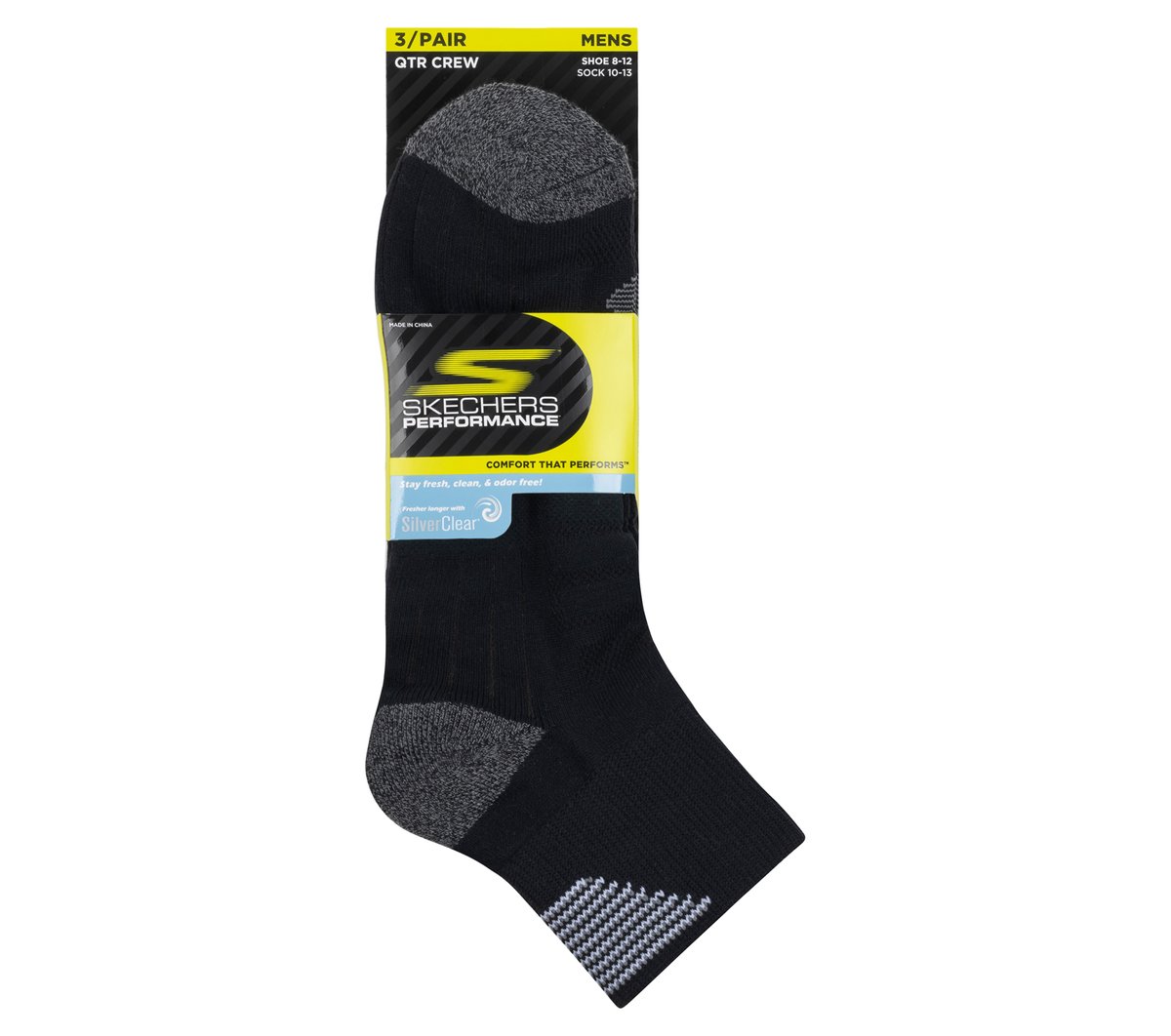 3 Pack Men's Half Terry Quarter Crew Socks / Skechers Men|Clothing