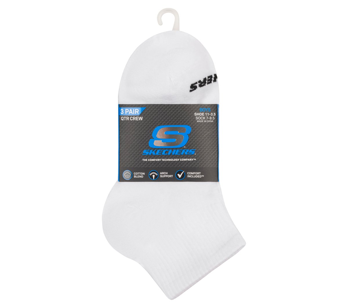 3 Pack Boys' Quarter Crew Cotton Socks / Skechers Kids|Clothing