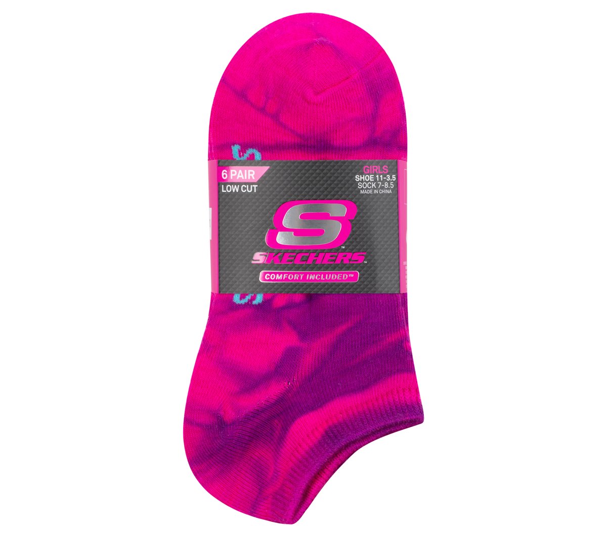 6 Pack Girls' Tie Dye Fashion Socks / Skechers Kids|Clothing