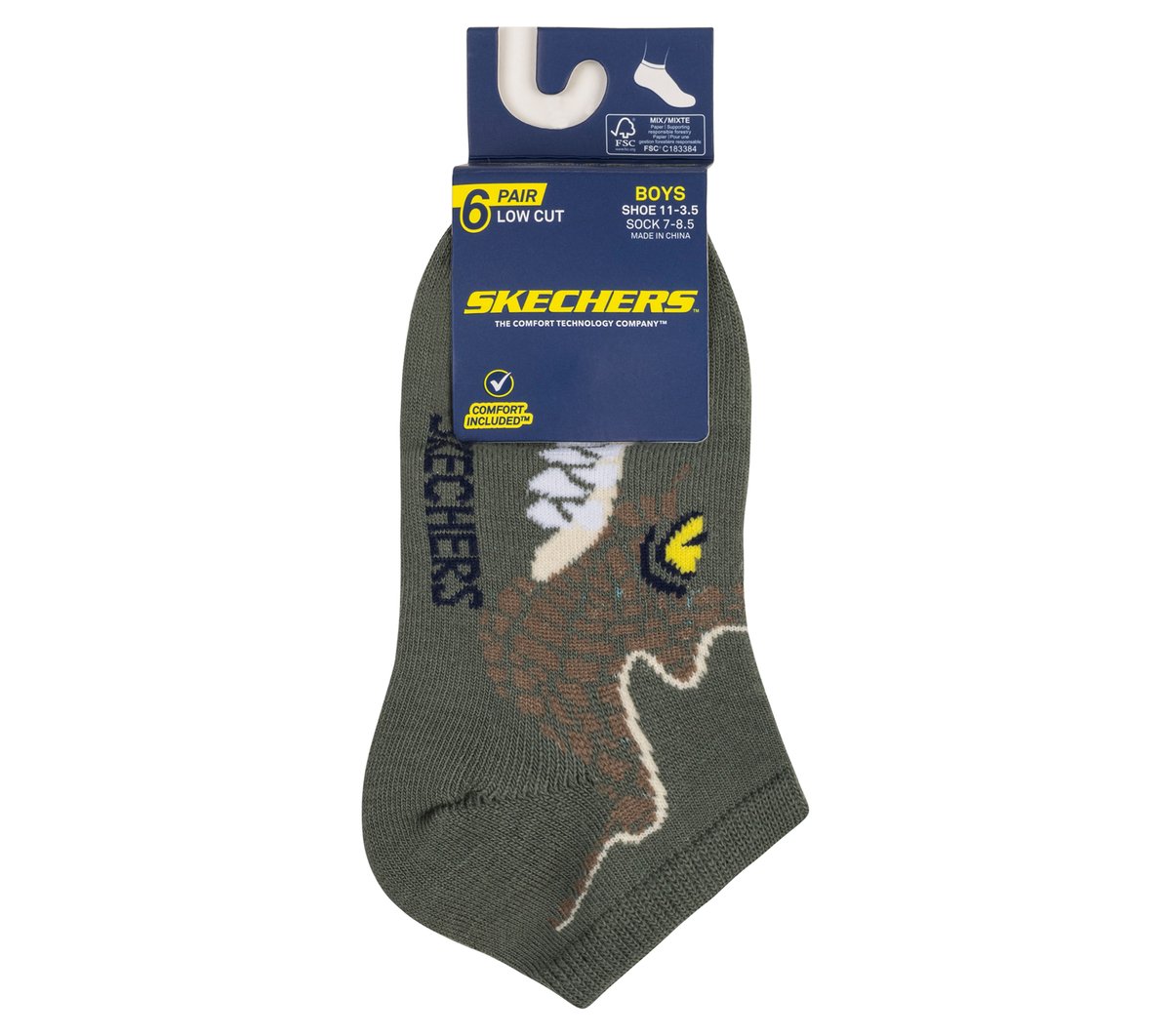 6 Pack Boys' Dino Socks / Skechers Kids|Clothing