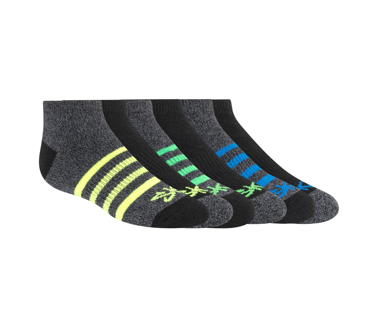 6 Pack Low Cut Marled Stripe Socks / Skechers Kids|Clothing