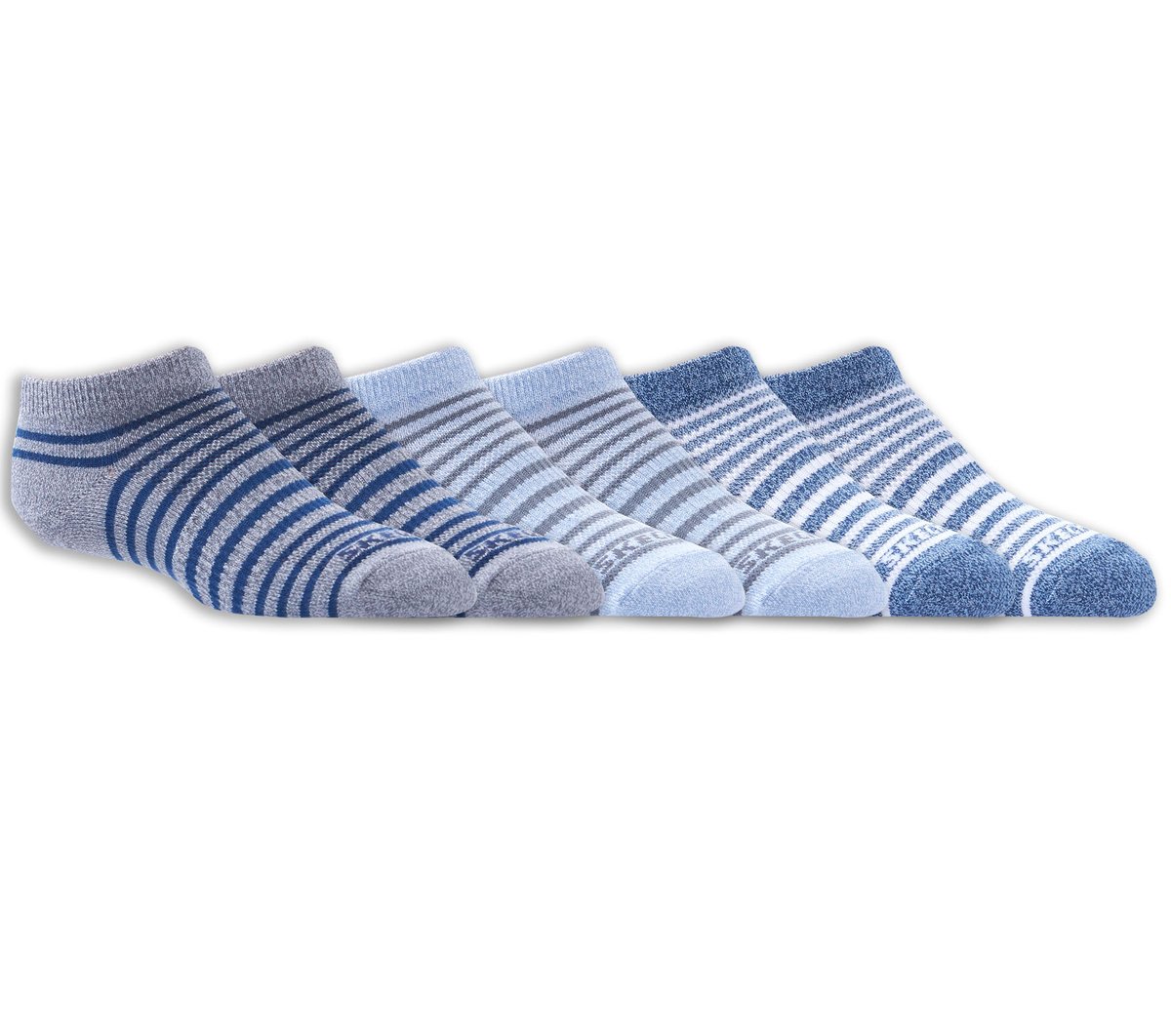 6 Pack Striped No Show Socks / Skechers Kids|Clothing