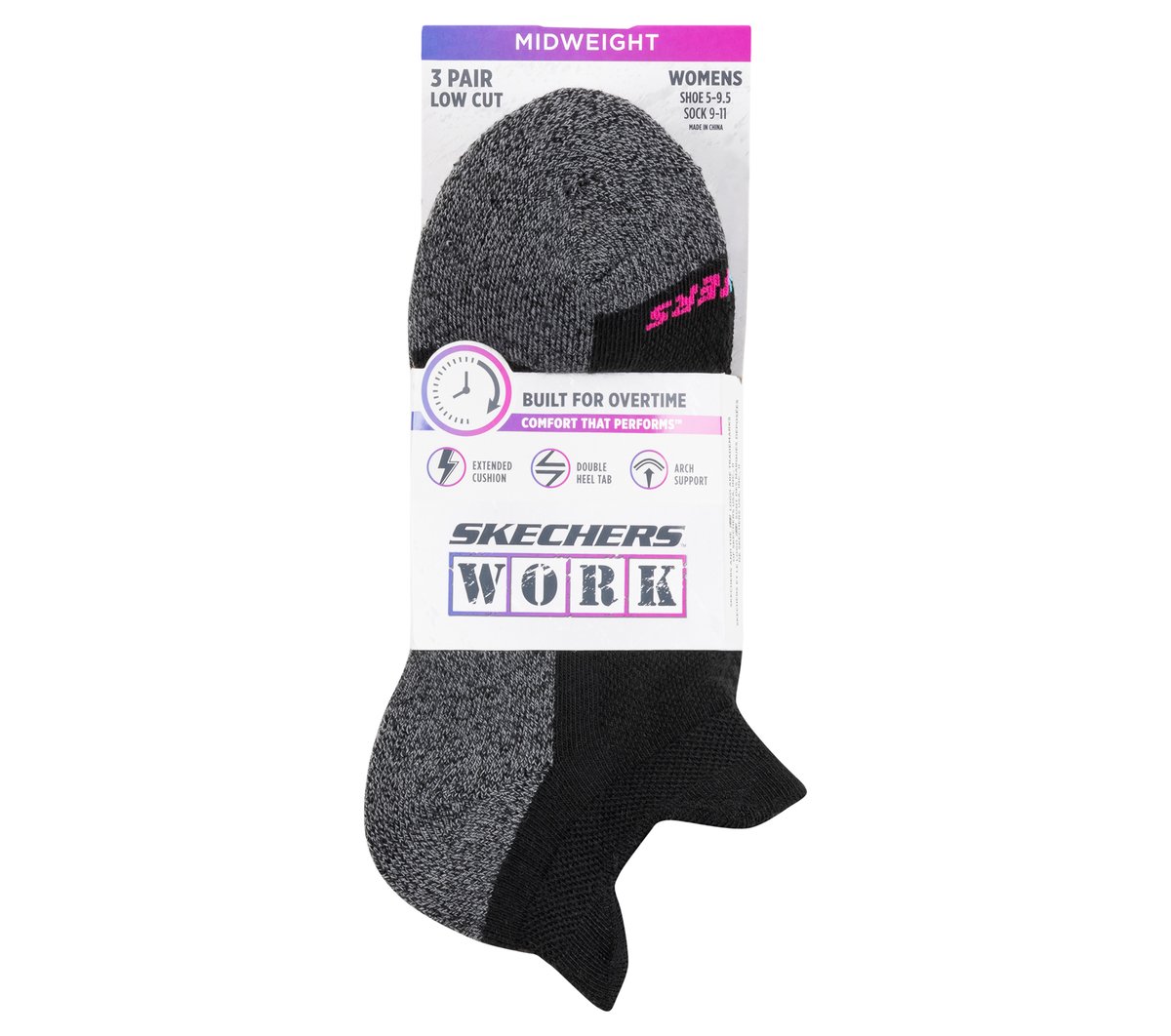 Work: Lowcut Heel Tab Socks - 3 Pack / Skechers Clothing
