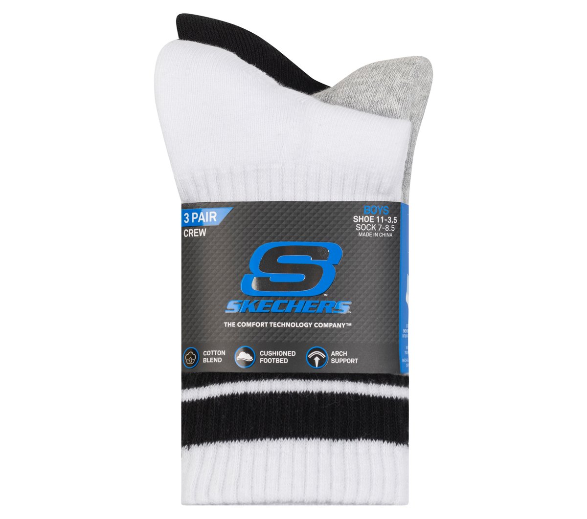 3 Pack Boys' Crew Socks / Skechers Clothing